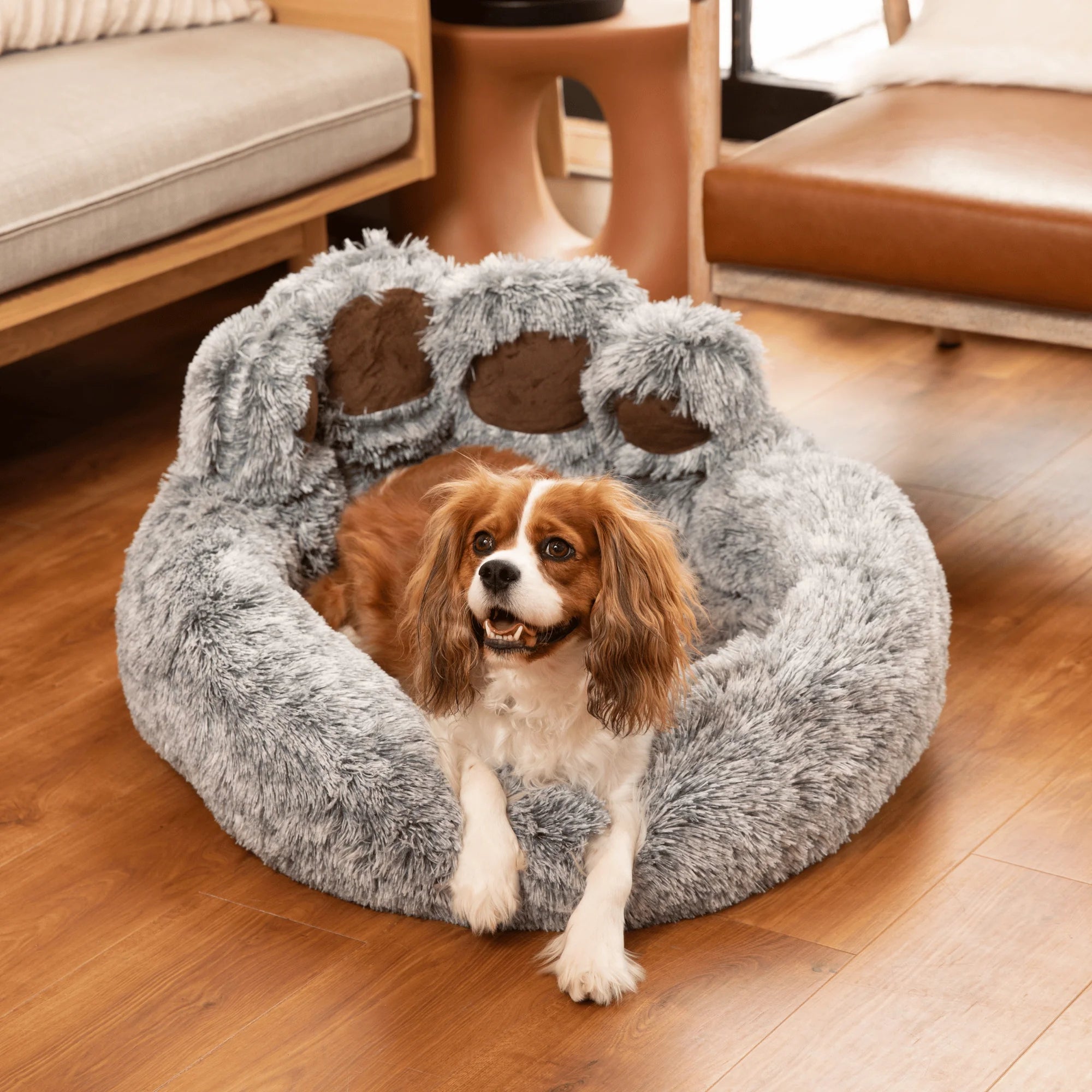 Calming Fluffy Paw Dog Bed