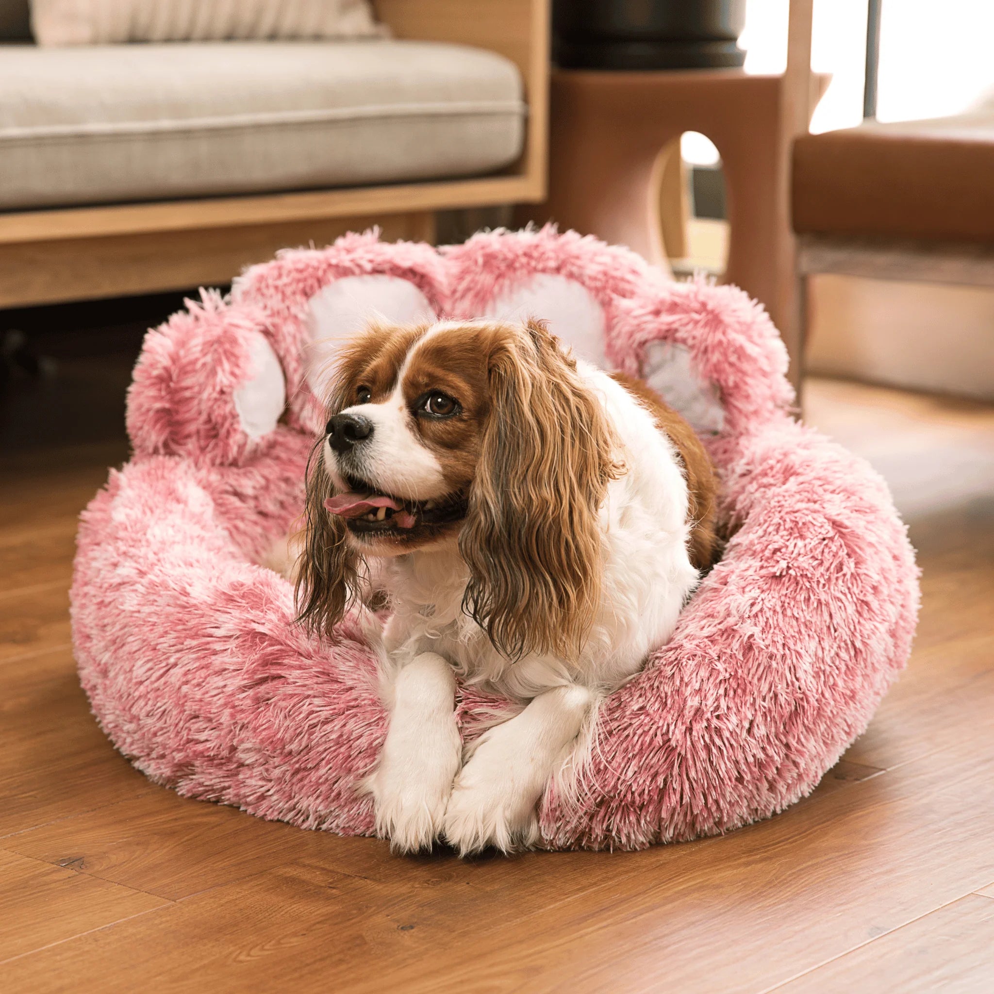 Calming Fluffy Paw Dog Bed