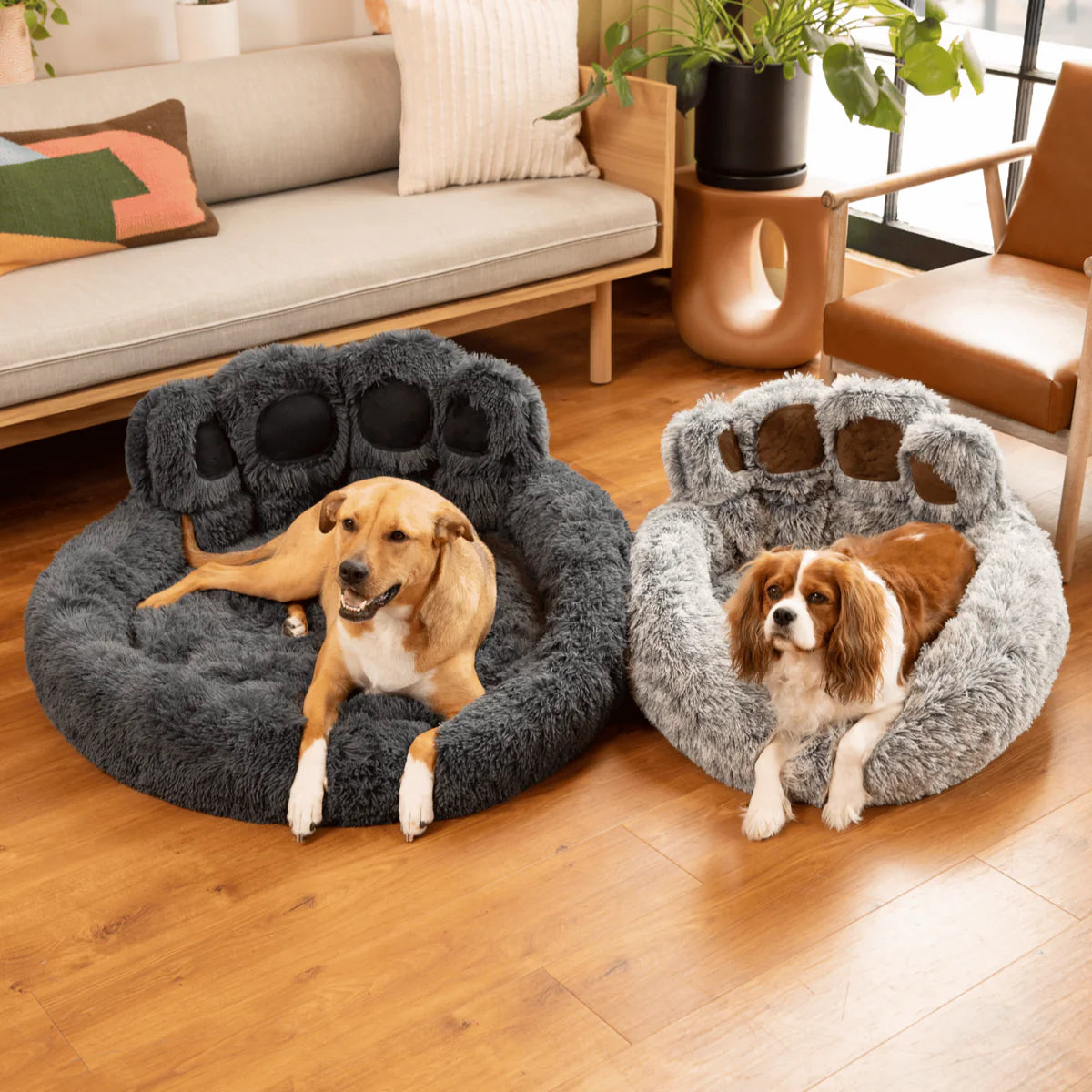 Calming Fluffy Paw Dog Bed